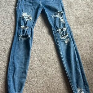 American Eagle Outfitters Ripped Blue Skinny Jeans